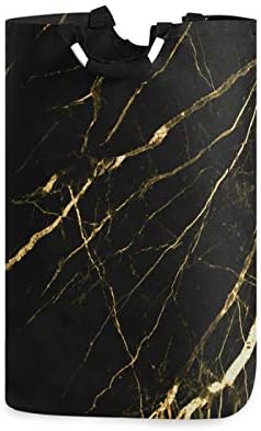 Alaza coș mare de rufe Negru marmură aur textura rufe sac împiedică pliabil Oxford pânză Elegant Acasă depozitare Bin cu mânere,