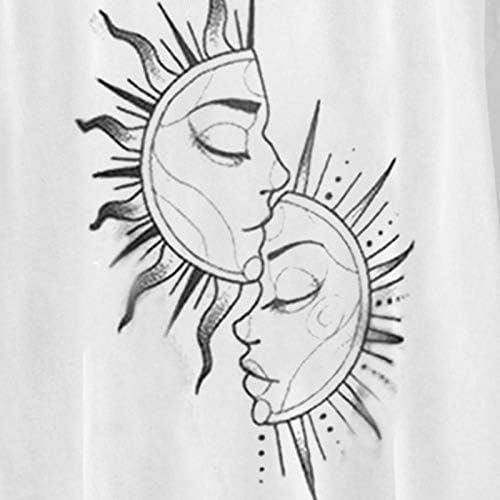 Topuri de vară pentru femei, Tricouri pentru femei Grafic Vintage Sun & amp; Moon imprimat Casual cu mânecă scurtă Tee topuri