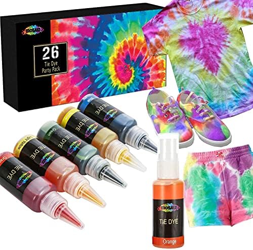 Mosaiz 26 culori Tie Dye Kit pachet cu 15 culori Tie Dye Kit cu Scrunchies, spray Tie Dye pentru activități Creative și DIY