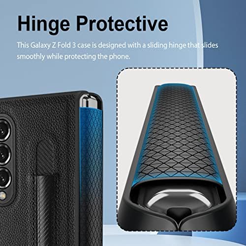 lechiv romane Samsung Galaxy Z Fold 3 Husă 5G cu suport S Pen, protecție balamale PC rezistent la șocuri + piele PU Z Fold