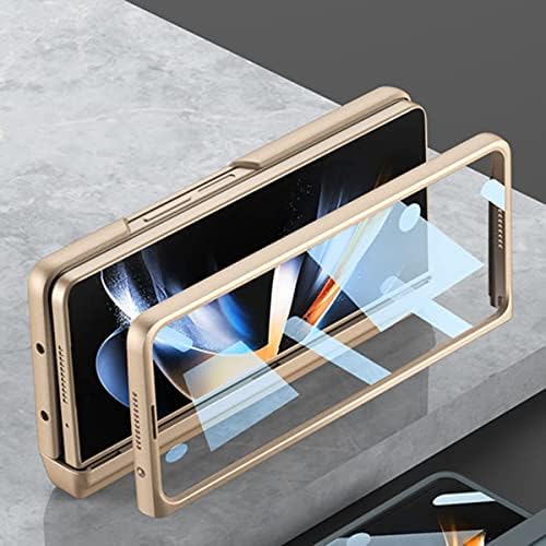 Dootoo pentru Samsung Galaxy Z Fold 4 Carcasă Protecție magnetică a balamalei încorporate Sup de pix încorporat cu geam din