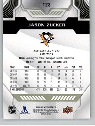 2020-21 Punctul superior MVP 123 Jason Zucker Pittsburgh Penguins NHL Hockey Card de tranzacționare