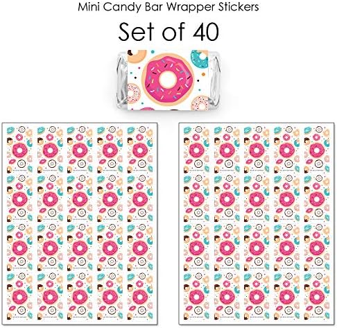 Big Dot of Happiness Gonut Frustrie, Let’s Party - Mini Candy Bar Wrapper Stickers - Donut Party Favors Mic - 40 Count