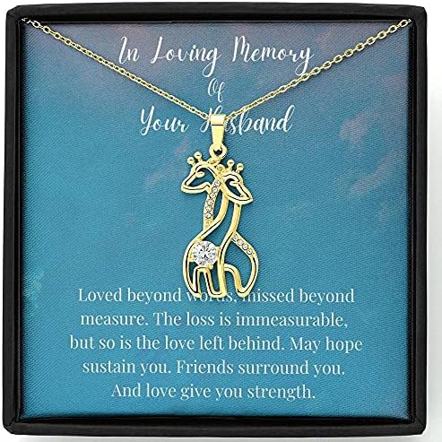 Bijuterii cu carduri de mesaje, colier manual- cadou personalizat Girafă Colier, în memoria iubitoare a soțului tău, cadouri