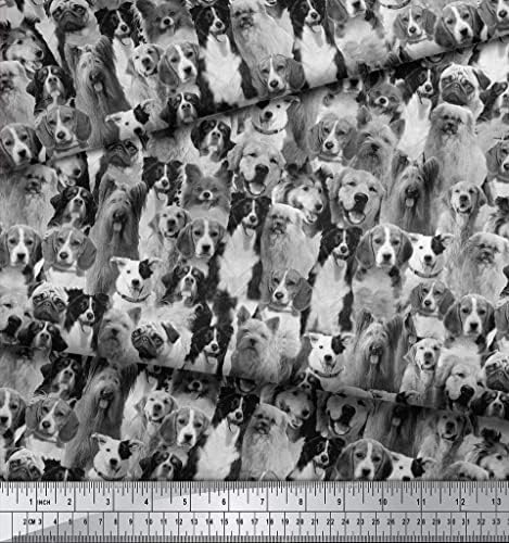 Soimoi 58 Inch Wide Bumbac Poplin Fabric Dog Print Material De Cusut De Curte-Multicolor