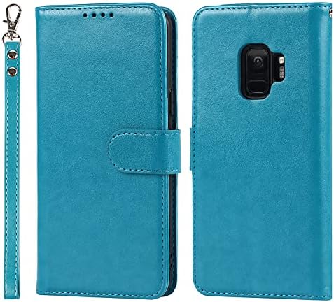 Top Hgsm Samsung Galaxy S9 portofel pentru telefon cu suport pentru card blocare RFID-capac din piele Flip-Albastru