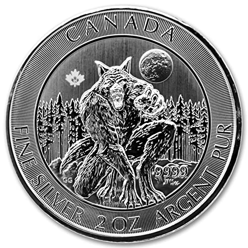 2021 Ca 2 oz Monedă de vârcolac din argint canadian - Creaturi din seria Nordului Brilliant Necirculat cu certificat de autenticitate
