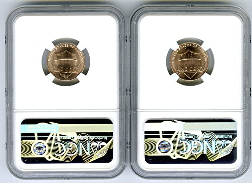 2023 P&D Us Mint Lincoln Penny Union Shield 2 Set de monede - Primele lansări Cent NGC MS66 RD