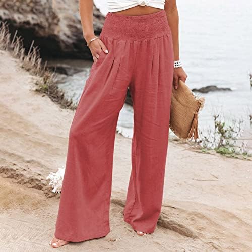 Utilizarea femeilor pantaloni casual bumbac pantaloni de lenjerie de vară pantaloni de vară zilnic pantaloni de plajă cu buzunar