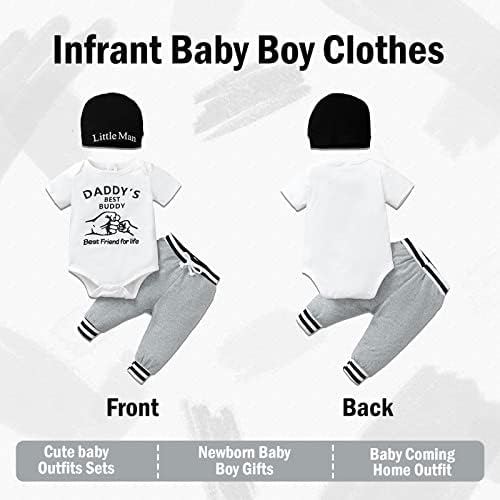 Opawo nou -născut băieți haine 3pcs drăguțe venind acasă pentru bebeluș pentru băieți cadou pentru copii pentru copii