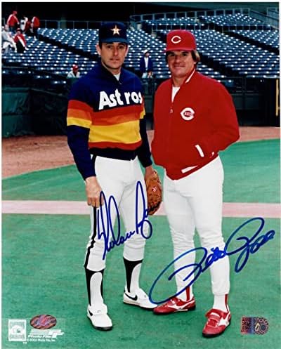 Nolan Ryan & Pete Rose semnat K King & Hit King 8x10 Nolan Ryan Holo AA22523 - Fotografii MLB autografate