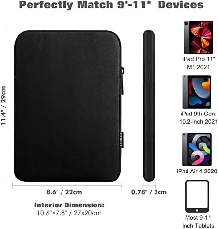 Moko 9-11 inch tabletă cu mânecă cu manșon de transport cu buzunare de stocare se potrivește iPad Air 5 10.9 2022, iPad Pro