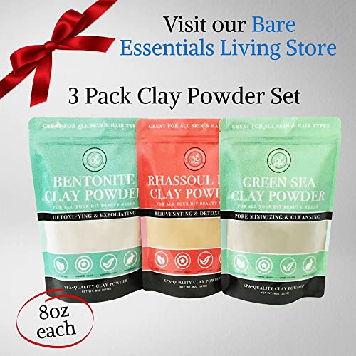 Bare Essentials Living Bentonite Clay Powder Bulk 5LB Pounds - Cosmetic pentru față, păr, corp, mască, baie de noroi, fabricare