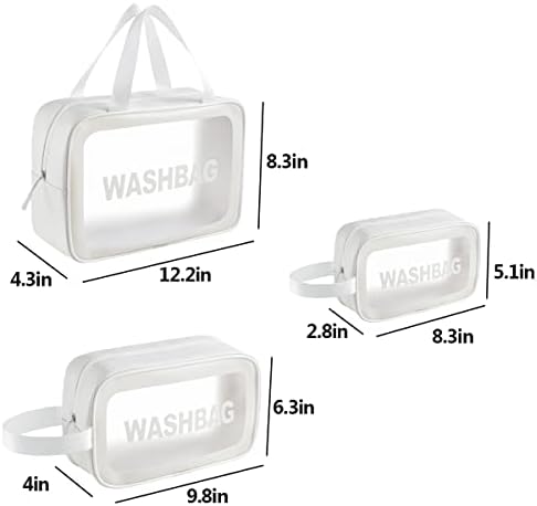Geantă de toaletă clară Weallbuy, 3 PC -uri machiaj Geanta de spălare transparentă de călătorie pentru femei și fete