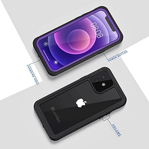 Carcasă Lanhiem iPhone 12, carcasă rezistentă la șocuri rezistentă la apă cu protector de ecran încorporat [nu pentru iPhone 12 Pro], acoperire de protecție subacvatică pentru iPhone 12 6,1 inch -Purple