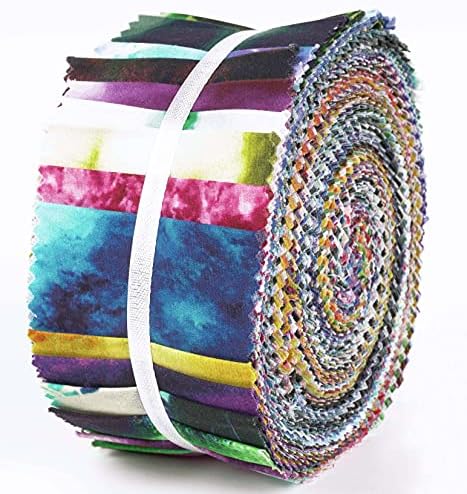 Soimoi 40buc Tie Dye imprimare bumbac precut țesături pentru matlasare ambarcațiuni benzi 2. 5x42inches jeleu Roll-Multicolor