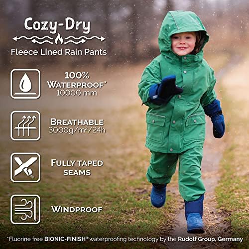 Pantaloni de ploaie/zăpadă impermeabili pentru copii, confortabili și uscați, căptușiți cu lână