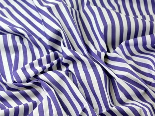 Minerva meserii Stripe imprimare policoton rochie tesatura Violet & amp; Alb - pe metru