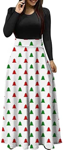 Pimelu femei maxi rochie rotundă rochie cu mânecă lungă rochie de copac de Crăciun rochie de cocktail swing maxi rochie