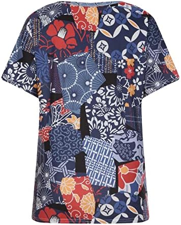Cămașă de bluză de toamnă de vară pentru fete cu mânecă scurtă 2023 bumbac v gât grafic tricou casual jp jp