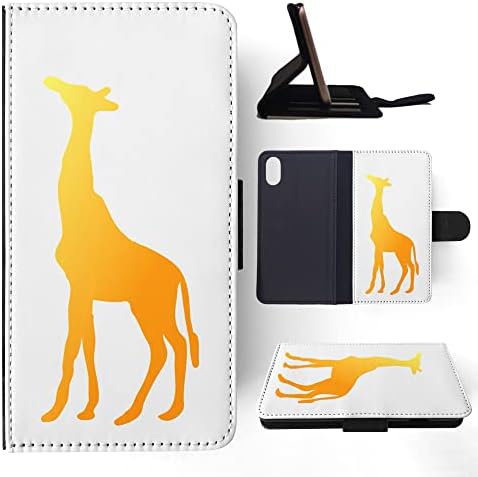 Girafa Galben silueta FLIP portofel telefon caz acoperi pentru Apple iPhone X / iPhone Xs