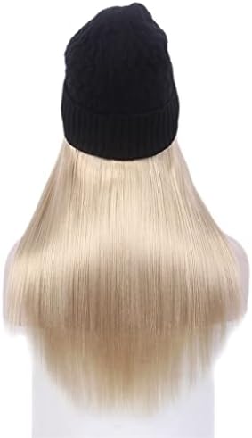 N / A moda europeană și Americană Doamnelor Pălărie de păr o perucă lungă dreaptă blondă și pălărie o perucă neagră tricotată