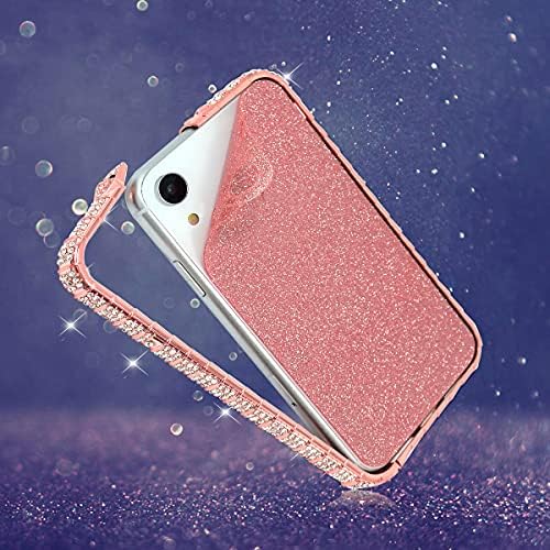 LUVI pentru iPhone 12 Bling Glitter Diamond Carcasă drăguță pentru femei Rhinestone Crystal Sticker Shiny Stitor Placare metalică