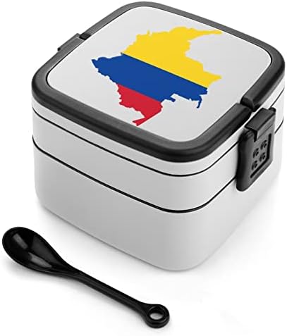 Harta steagului din Columbia cutie de prânz Bento stivuibilă dublă recipient de prânz reutilizabil cu set de ustensile pentru