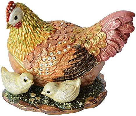 Jiaheyou Crystal Jewelled Hen Hen W Chicks Chicks Trinket Bijuterii Pilula Figurine de animale