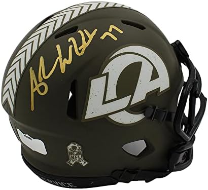 Andrew Whitworth a semnat salutul de viteză al echipei Los Angeles Rams pentru a servi mini cască NFL-mini căști NFL cu autograf