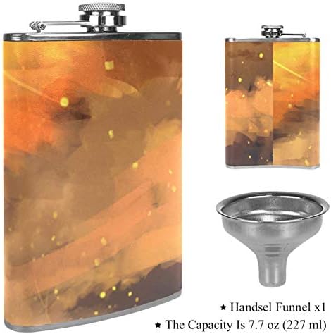 Hip Flask pentru lichior din oțel inoxidabil Leakproof cu pâlnie 7.7 oz capac din piele mare cadou idee Flask - Orange Gradient