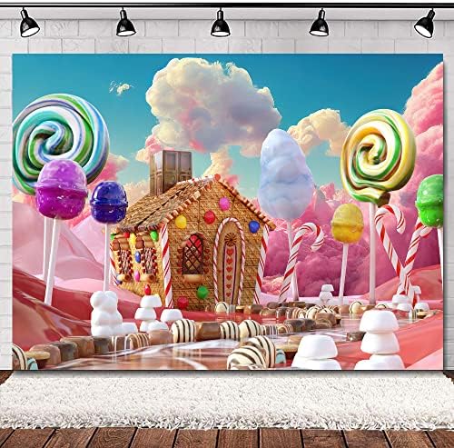 SVBright Candyland fundal 7wx5h desen animat bomboane roz Abstract vată de zahăr munte fantezie amuzant nor casa pentru copii