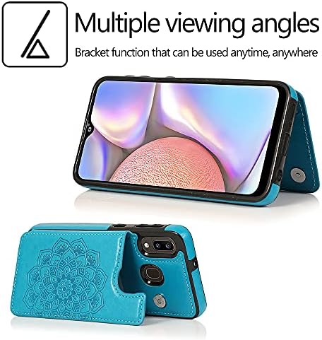 NKECXKJ Design pentru carcasă din portofel Samsung Galaxy A10E/A20E, carcase de telefon din piele PU cu suport pentru card de protecție pe ecran, suport pentru șoc rezistent la șoc pentru femei pentru bărbați fete de 6,2 inci albastru