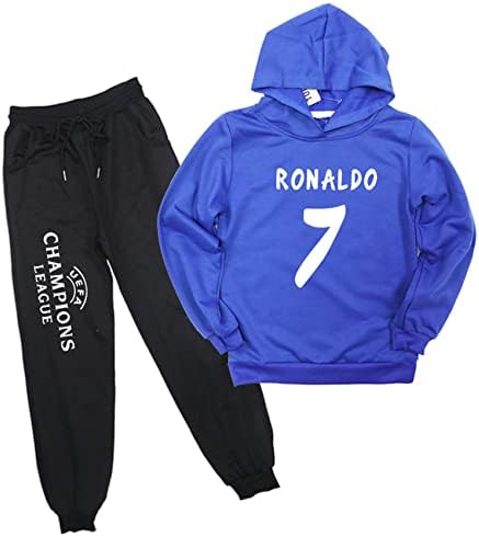 Wabooob Child Spring Spring Fall Mânecă lungă Tinută-Cristiano Ronaldo Hanorac cu glugă și pantaloni de jogging Casual