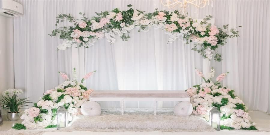 Yeele 20x10ft interior nunta fundal roz floare alb pur perdea fotografie fundal pentru nunta logodna mireasa duș Petrecere