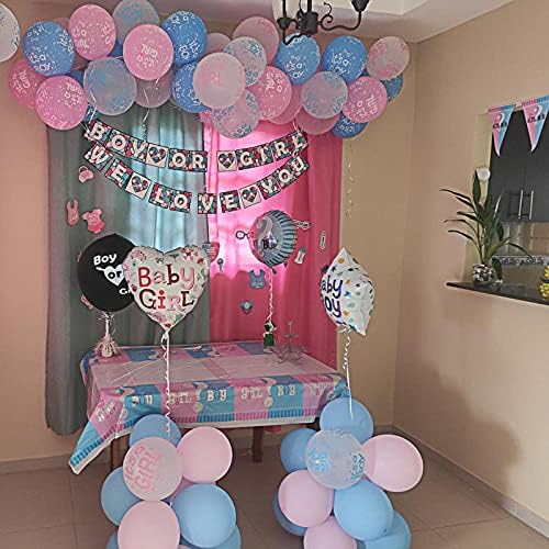 Genqy Gender Dezvăluie Decorațiuni - Suport pentru petreceri și set de tacâmuri, 511pcs Baby cu vase plate, baloane cu folie