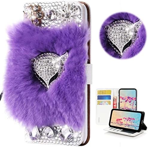 STENES Bling portofel telefon caz compatibil cu Samsung Galaxy A34 5g caz-elegant-3D Handmade lux Fox Design portofel Magnetic