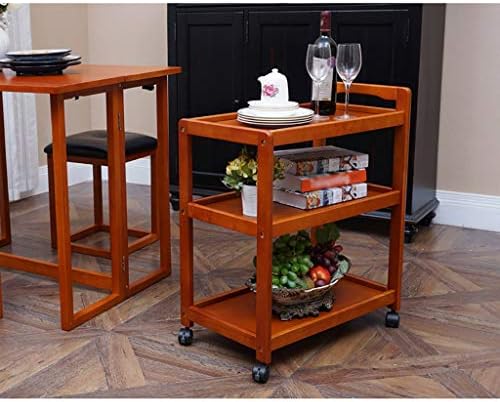 Simplitate elegantă Raft de bucătărie din lemn solid, mașină de luat masa, cărucior de vinuri pentru casă, unitate de depozitare