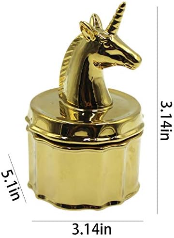 mossty aur Unicorn Bijuterii Box baie inel titularul porțelan Breloc Organizator Cercei depozitare caz cu capac cadou pentru