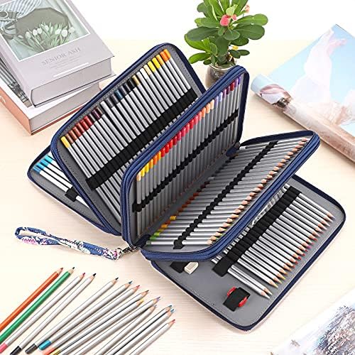 Case de creion colorat BTSKY- 200 sloturi pentru creion suport pentru creion pungă de creion mare capacitate de creion cu curea