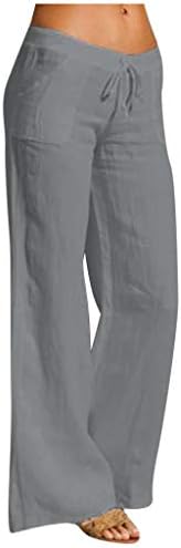 Femei pantaloni confortabili pantaloni de lenjerie de bumbac Pantaloni de vară pantaloni de pulover zilnic pantaloni simpli cu buzunar