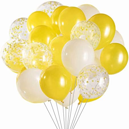Aimto baloane galbene și albe baloane Confetti albe și galbene balon de floarea soarelui, 12 Inch-pachet de 50