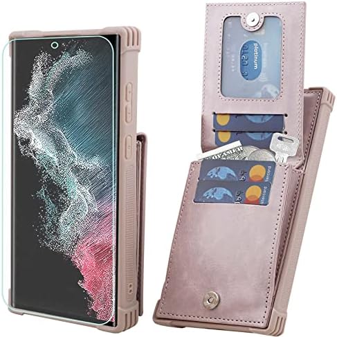 VANAVAGY Galaxy S22 Ultra 5g portofel caz pentru femei și bărbați,Piele magnetice Incuietoare Flip Folio telefon mobil acoperi
