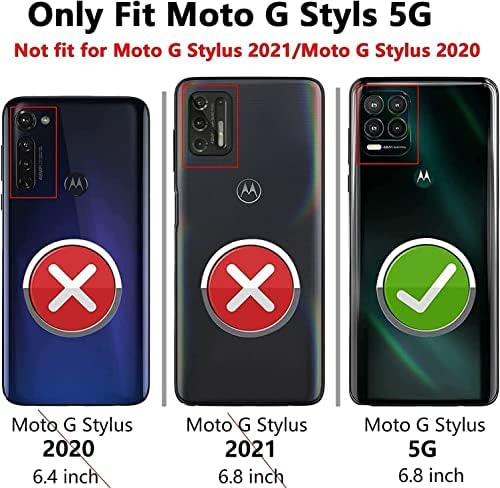 Hong-Amy pentru Moto G Stylus 5G Carcasă, Gradul militar invizibil Kickstand Carcasă pentru Moto G Stylus 5G 2021 (Negru
