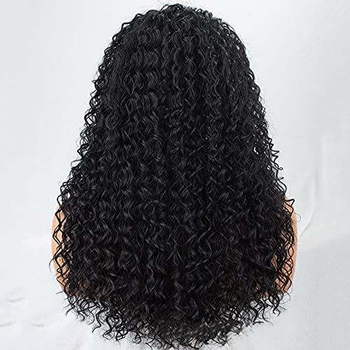 Curly Lace fata peruci pentru femei negru Wave apa dantela fata peruci lung pierde parul cret sintetice dantela fata peruca