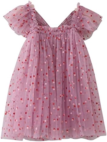 Kagayd rochie pentru Baby Girl Toddler fete Fly Maneca fluture Dot printuri tul Rochie dans petrecere printesa rochii haine