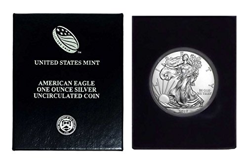 2017 - Eagle de argint din S.U.A. în plastic Air Tite in Magnet Close Black Cadou cutia - Gem Brilliant Dollar Dollar SUA Mint