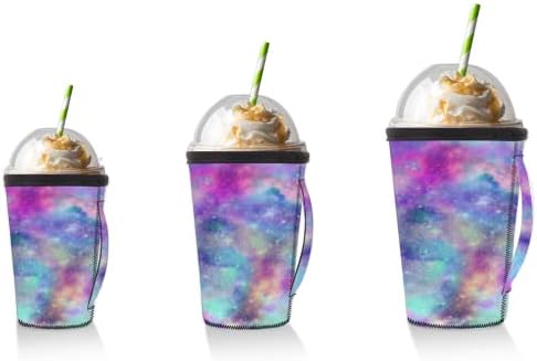 Unicorn Night Galaxy Mânecă de cafea cu glazură reutilizabilă cu mânere cu mânecă de ceașcă de neopren pentru sodă, latte,