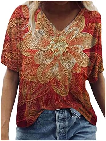 Tricou de top cu mânecă scurtă de vară pentru fete îmbrăcăminte moda bumbac v gât grafic grafic de brunch fit brunch 55 55