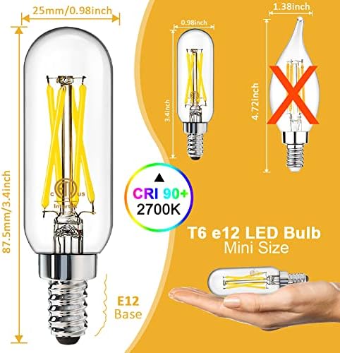 Volxon E12 LED bec Dimmable 60 Watt echivalent, candelabru Edison bec alb cald 2700K, 5w 600lm bec cald, bec cu filament Vintage,